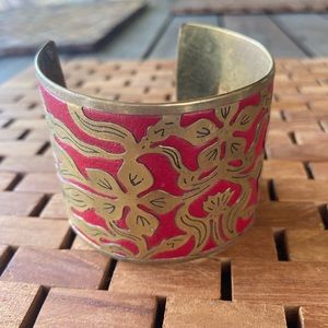Red Filigree Cuff Bracelet